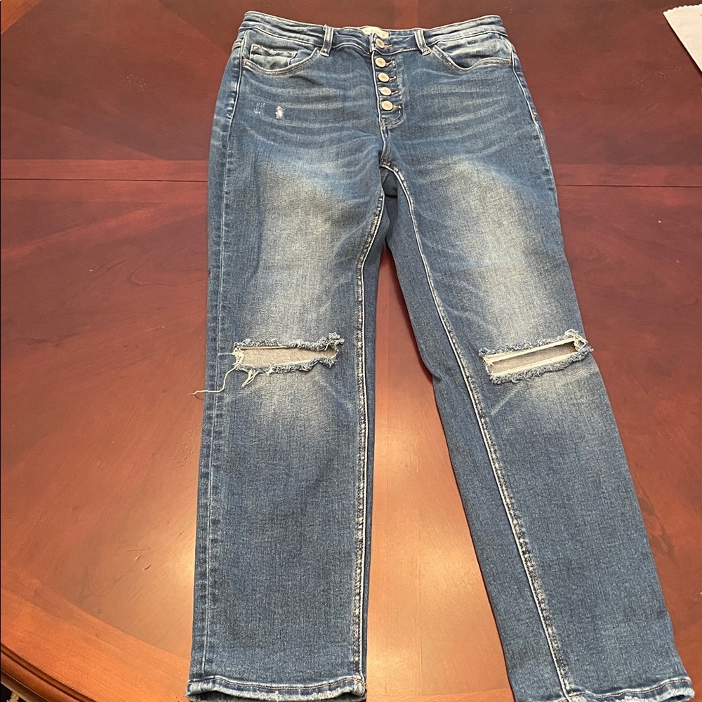 Altar'd State Distressed High Rise Blue Jeans - Picture 5 of 5